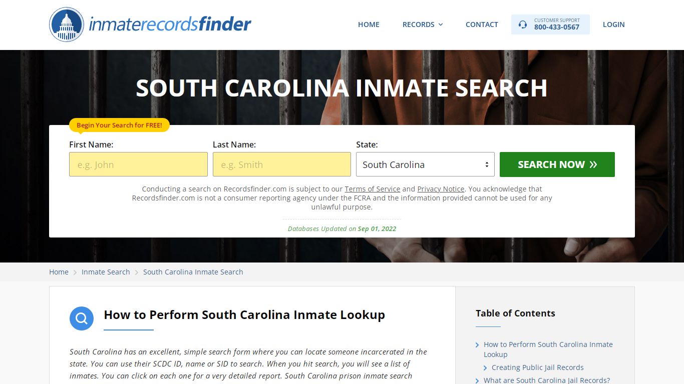 South Carolina Inmate Search - Jail & Prison Records Online - RecordsFinder